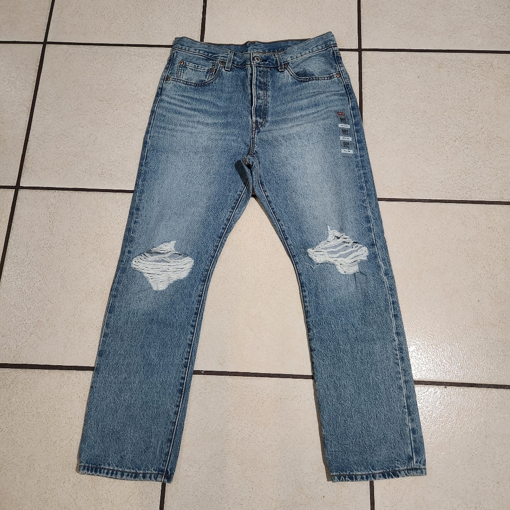 Levi's 501 Original Women's Distressed Straight Leg Jeans | Size 32 x 30